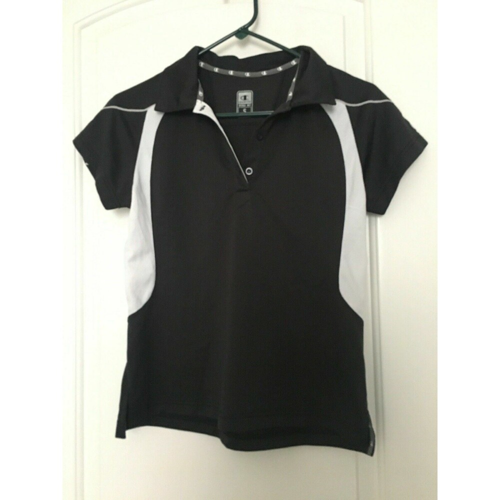 Champion Women's Double Dry Activewear Polo Shirt Size Small Blue White